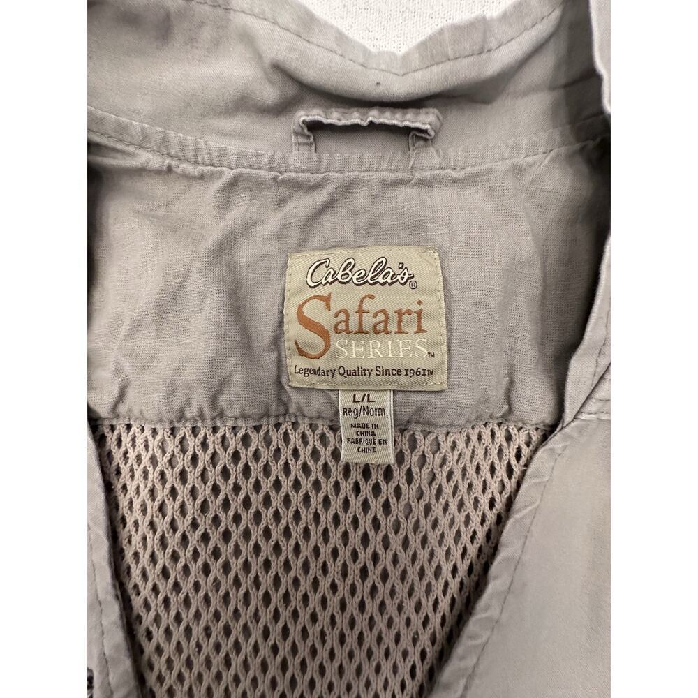 Cabelas Safari Series Vest Mens Large Tan Fishing Hunting Hiking Utility Cargo - Picture 3 of 11